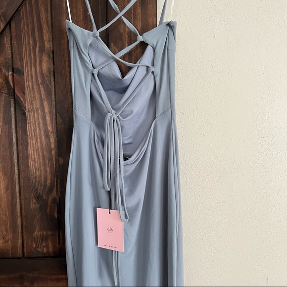 NWT 🌹 Dust Blue Strappy Bodycon Dress - Picture 2 of 5